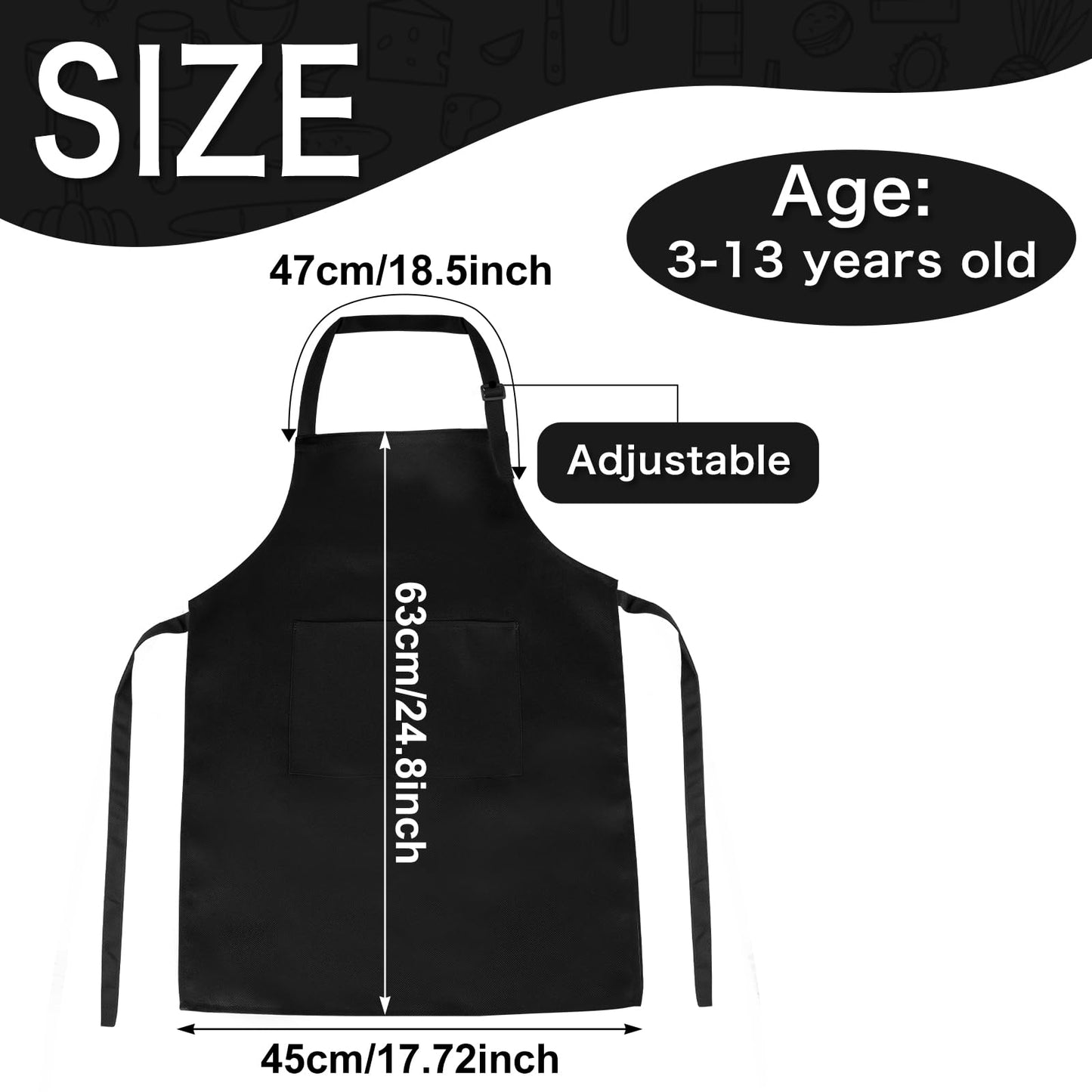 PLULON 15Pcs Kids Paint Aprons Bulk Art Painting Apron for Kids, Paint Apron Adjustable Children Chef Aprons with 2 Pockets for