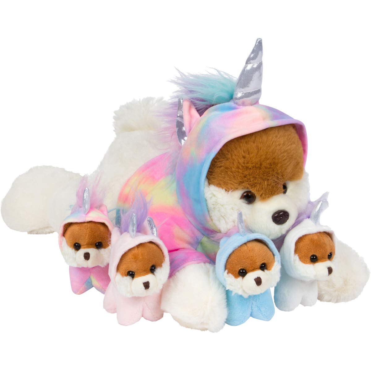 Pixiecrush Unicorn Stuffed Animals For Girls Ages 3-8 - Mommy Dog Unicorn With 4 Unicorns Puppies - Magical Dog Pillow Plushie -
