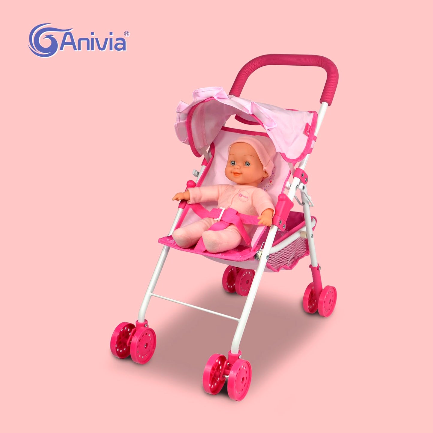 Baby Doll Collection Anivia Doll Stroller Heart Design Gifts For Toddlers And Girls Foldable Doll Stroller (Da004L Pink)