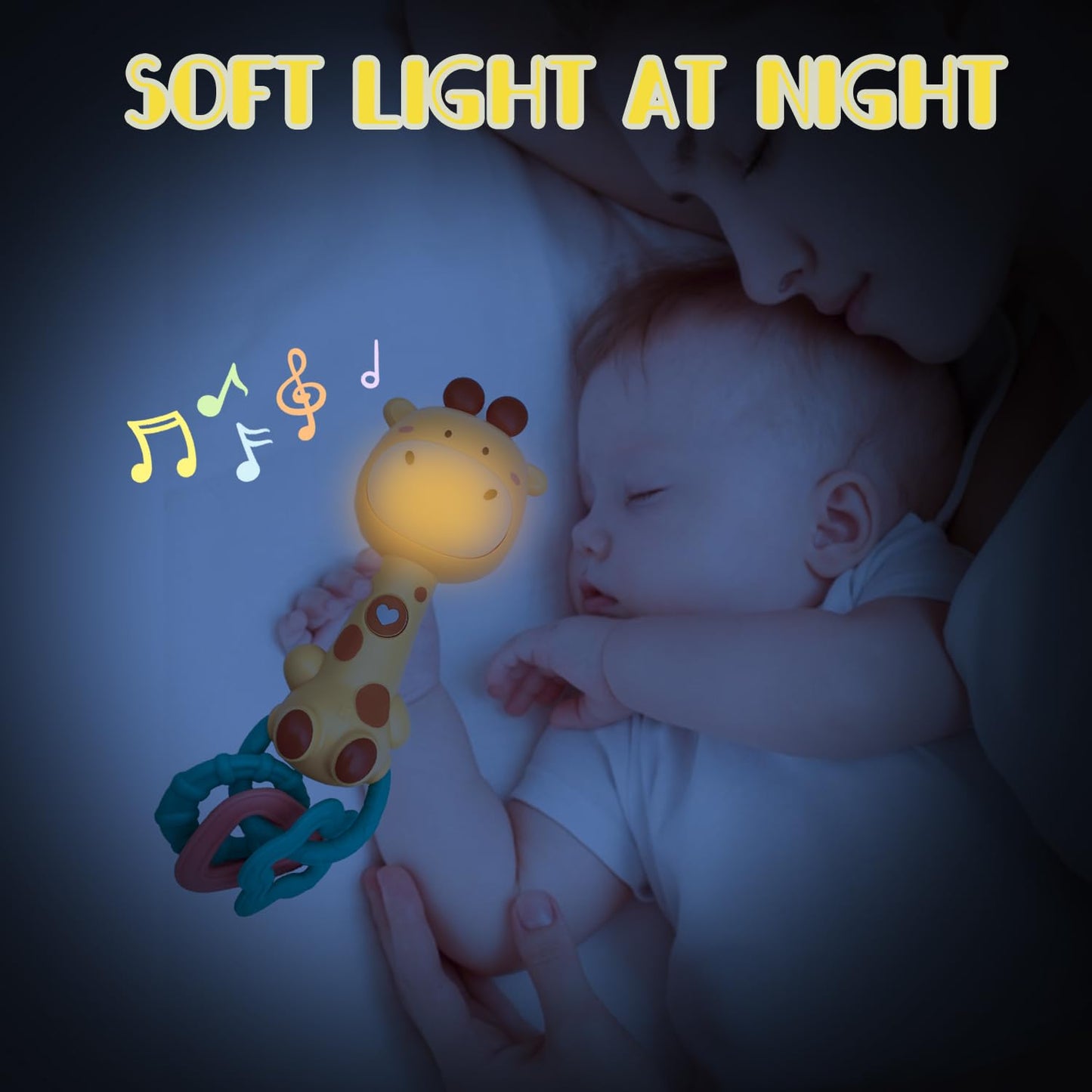 Whnkfb Baby Rattle Musical Toy, Light-Up Teething & Chew Sensory, Easter Basket Stuffer For Babies 6-12-18 Months, Bpa-Free Soft