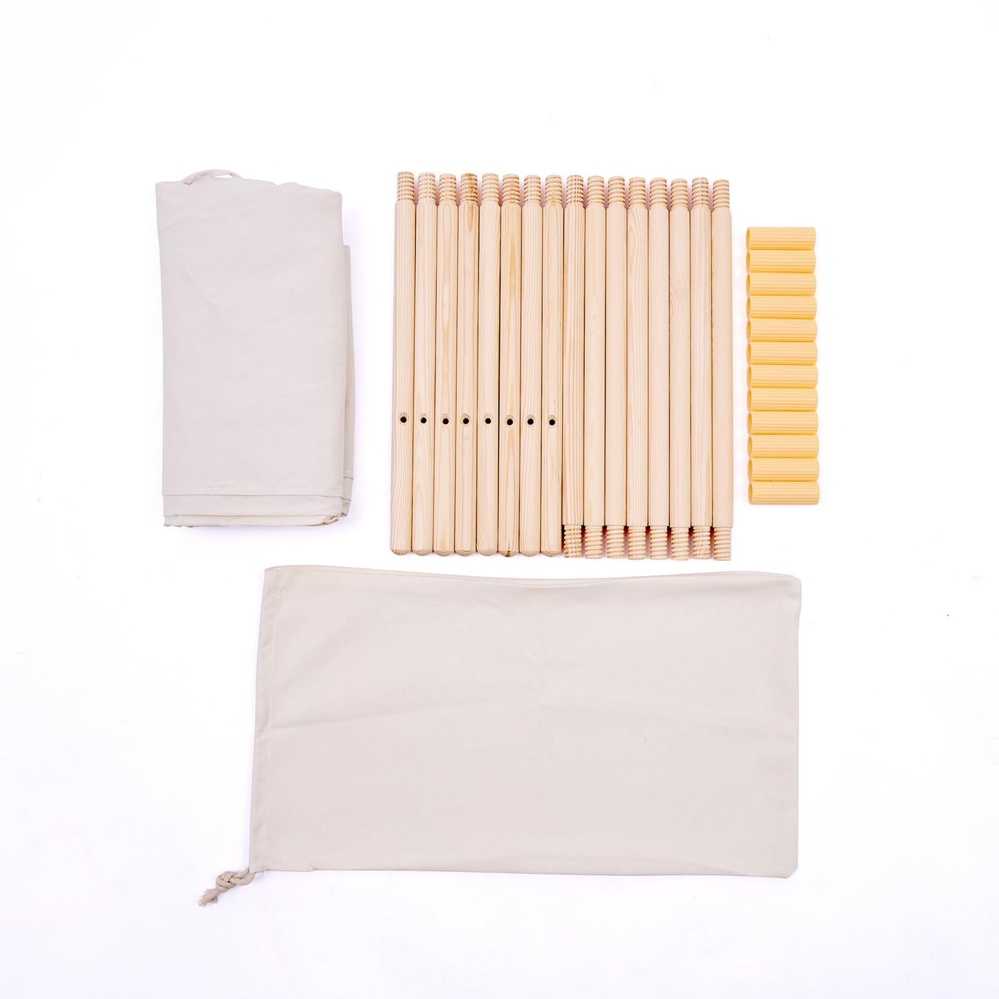 Watevlotcs Kids Play Teepee Tent With Carry Bag 43 X 43 X 63 Inch, Natural Cotton Canvas + Pine Wood Frame