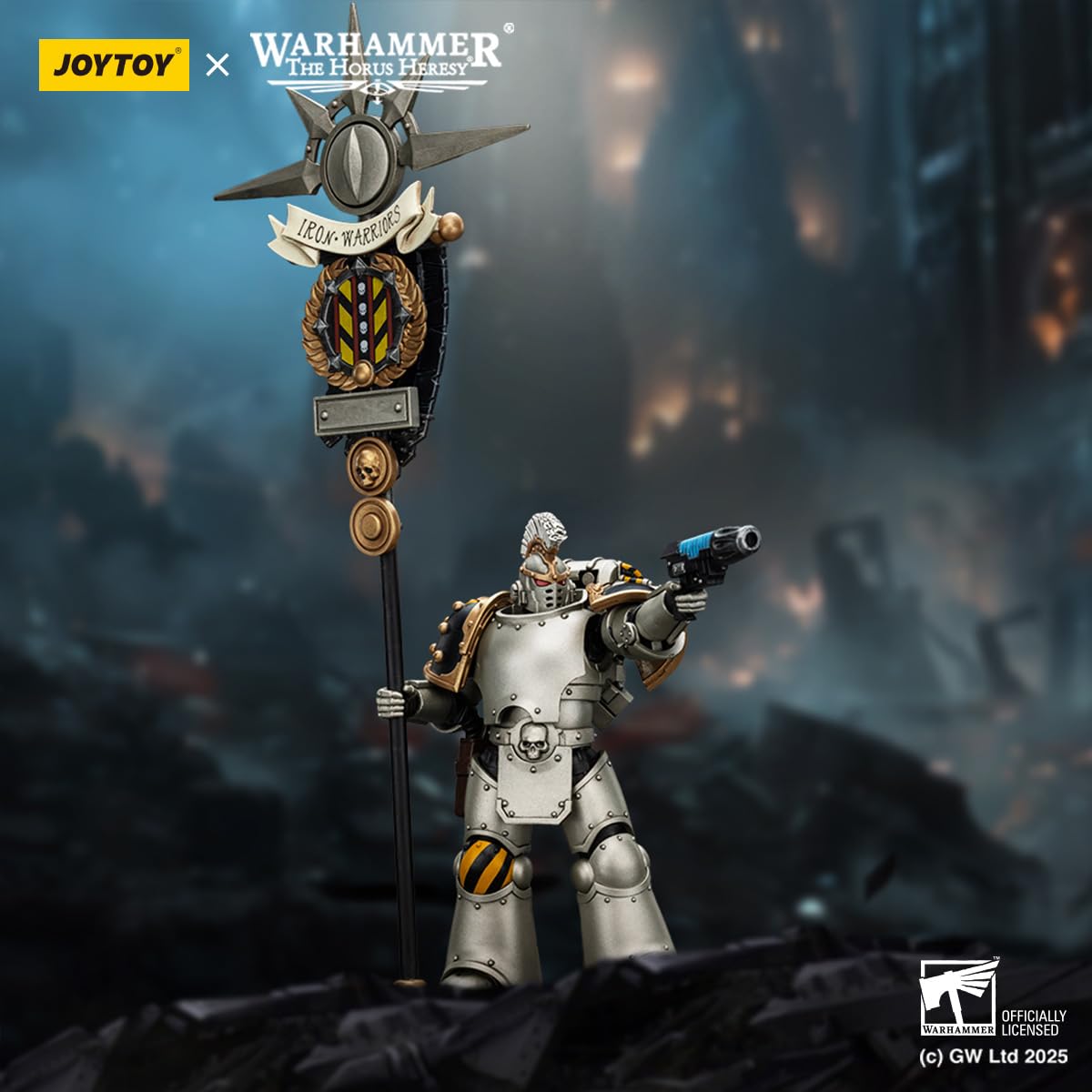 Beerise Joytoy 1/18 Action Figures - Warhammer The Horus Heresy Iron Warriors Command Squad Chosen With Legion Standard - 5,High