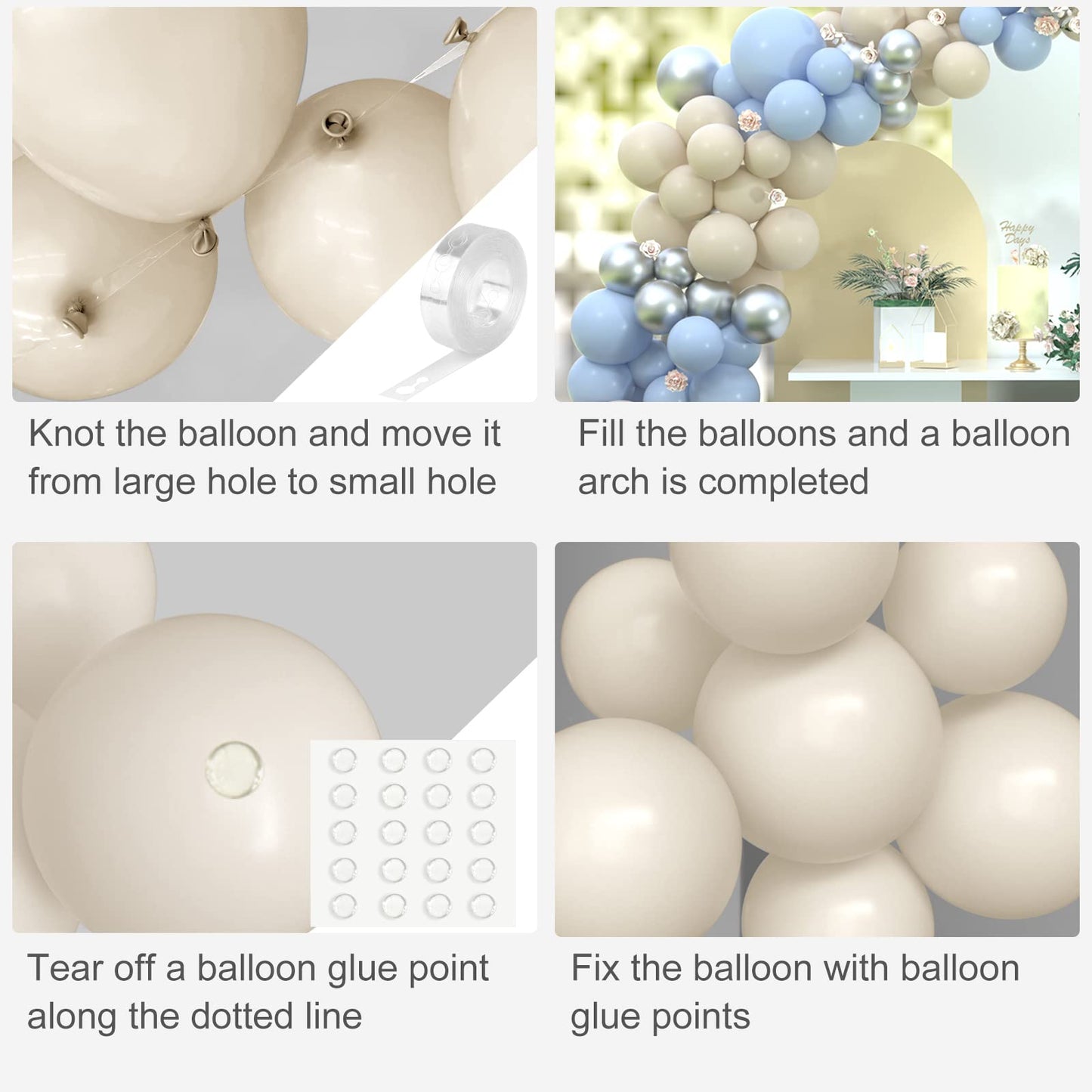 Tuparka 102 Pcs Sand White Balloons Garland Arch Kit White Sand Balloon Different Sizes 5 10 12 18 Inch Matte Sand White Party Balloons For Birthday Bride Baby Shower Wedding Party Decorations