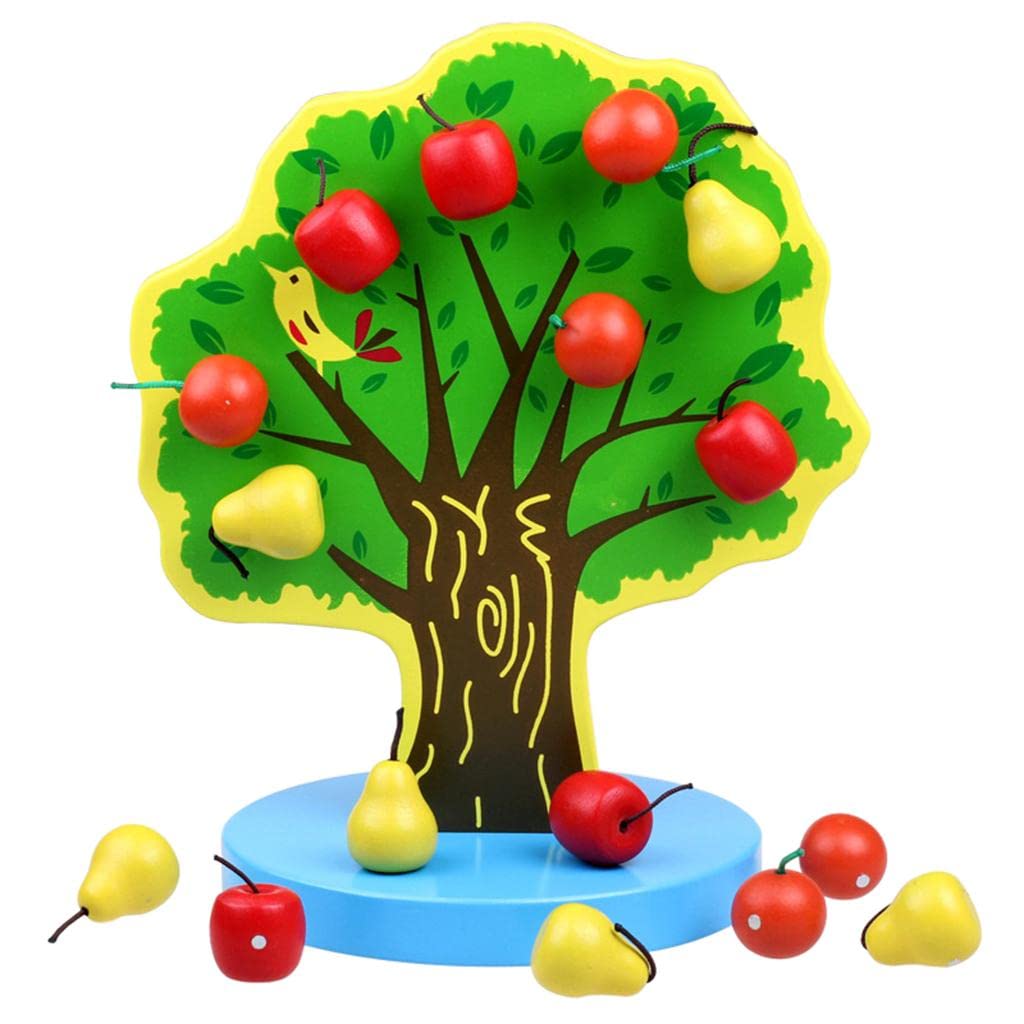 CALANDIS Kids Wooden Educational Toy Magnetic Fruit Tree with 16Pcs Apples Counting Game