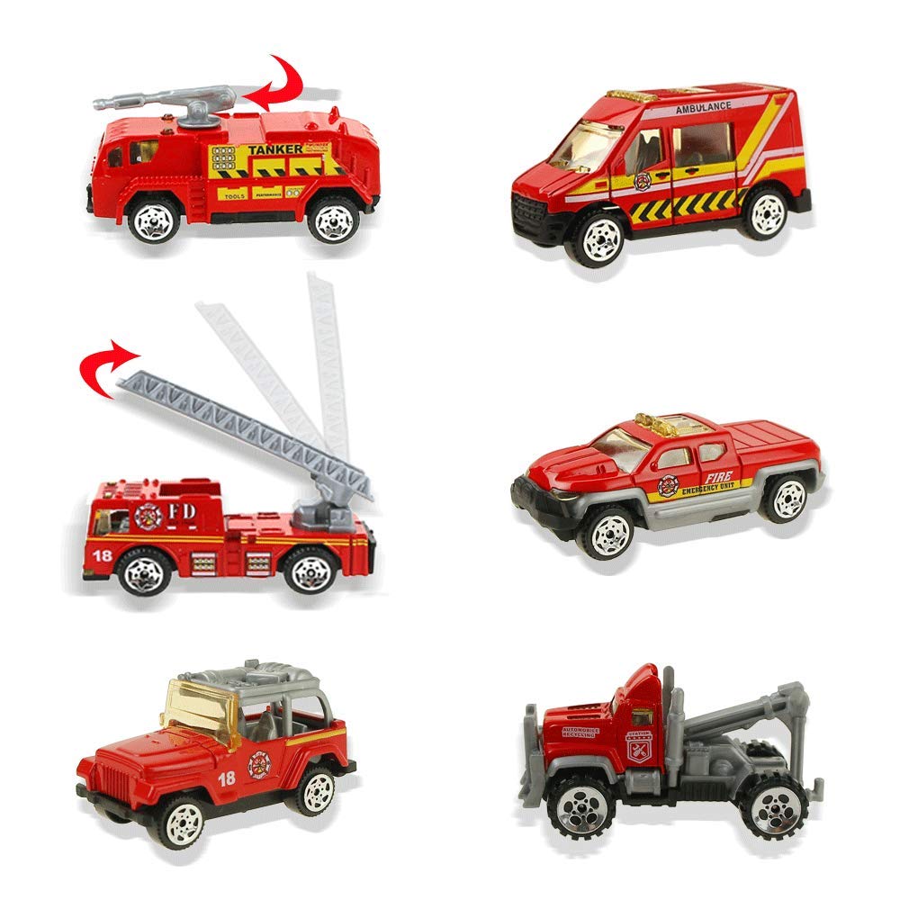 Jenilily Fire Engine Trucks Toys For Boys Rescue Vehicle Car Set Children Kids Mini Firetrucks Ambulance Toys For Boys 3 4 5 Years Old