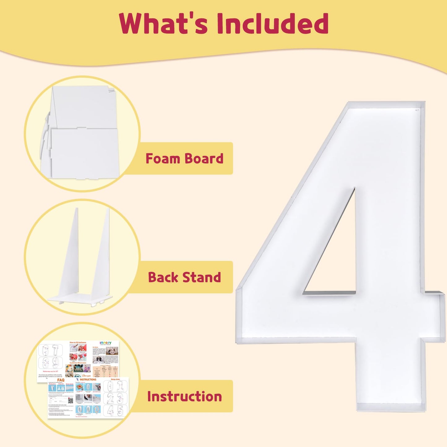 Imprsv 4Ft Marquee Number, Mosaic Numbers For Balloons, Mosaic Balloon Frame, Marquee Number, Number 4 Balloon For 4Th 24Th 40Th
