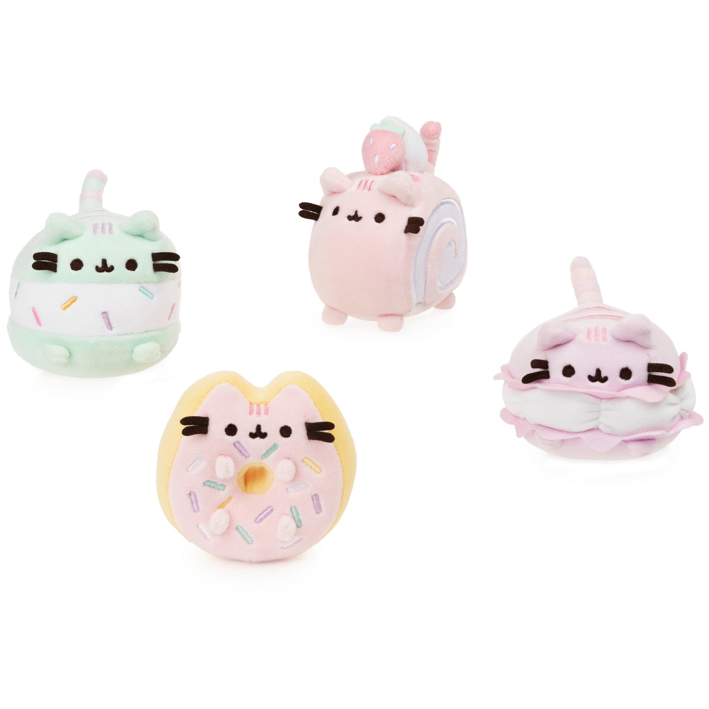 Gund Sprinkle Donut Pusheen Plush - Stretchy Fabric, 4", Pastel Pink & Mint, Model 6061028, Soft Stuffed Animal for Ages 8+