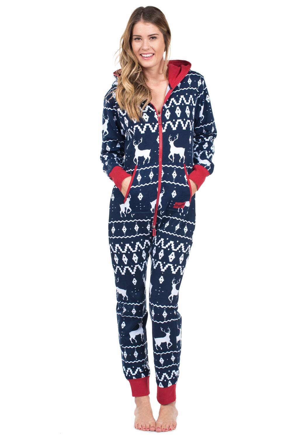 Tipsy Elves Blue Fair Isle Womens Ugly Christmas Sweater Jumpsuit Cozy Adult Jumpsuit Size X-Small