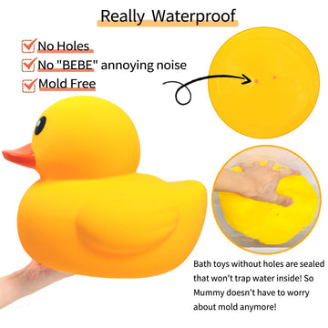 Giant Rubber Yellow Duck,Kalafona 13 Inch Large Giant Jumbo Duck Bath Toy No 'Bebe' Noise No Hole Bathtub Toys For Baby Shower B