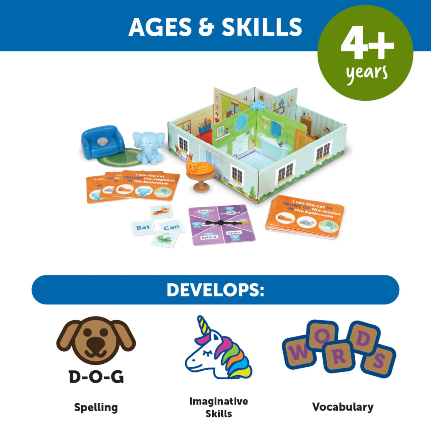 Learning Resources Elephant In The Room Positional Word Activity Set, Educational Games, Sight Word Games, Board Games For Kids, Ages 4+, Birthday Gifts For Boys And Girls