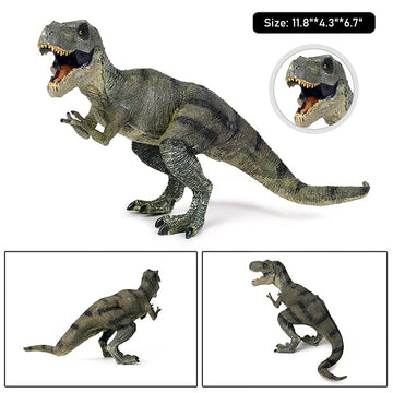 RCOMG Dinosaur Toy Tyrannosaurus Rex, 6.7 Inch Realistic Green PVC Figure for Kids, Model DinosaurGreenTrex-022