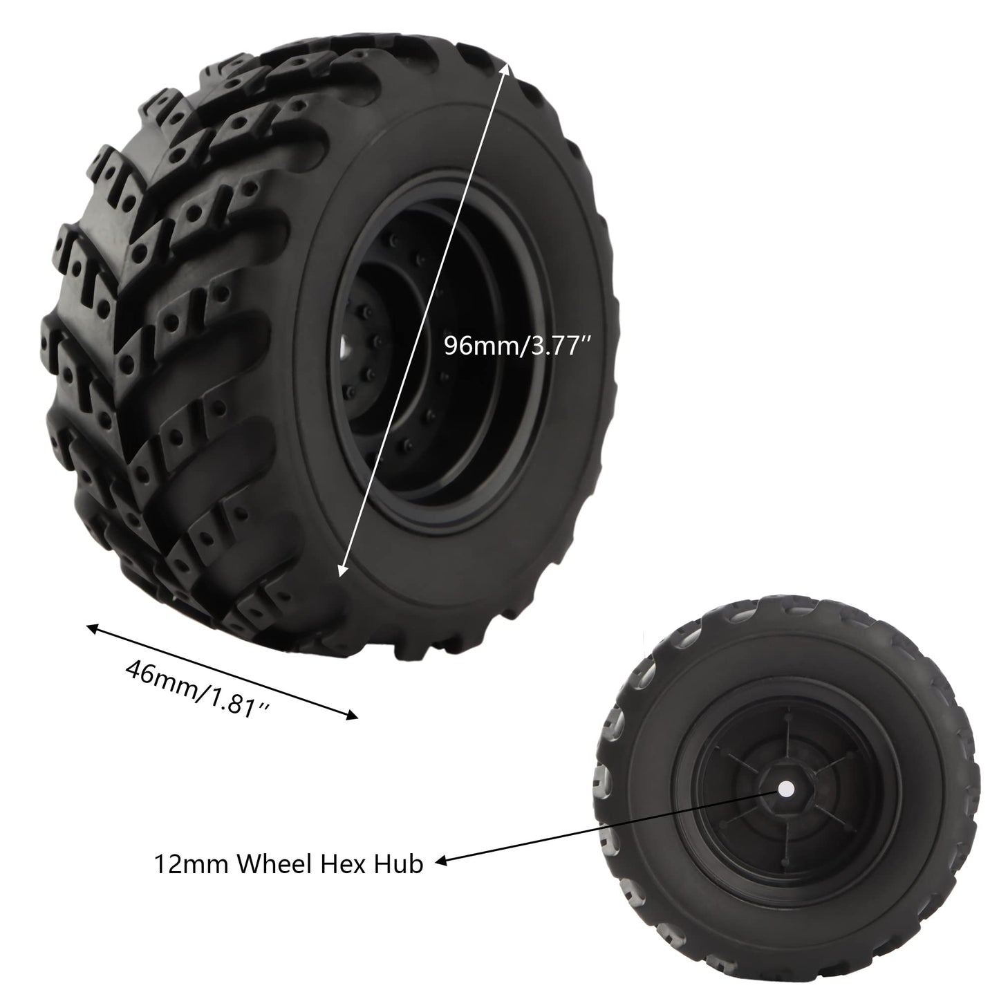GDOOL RC Tires Wheels Spare Parts 90115 for 1:12 Bruhless Brushed 903 HM121 YC300 RC Car Trucks(2 PCS)