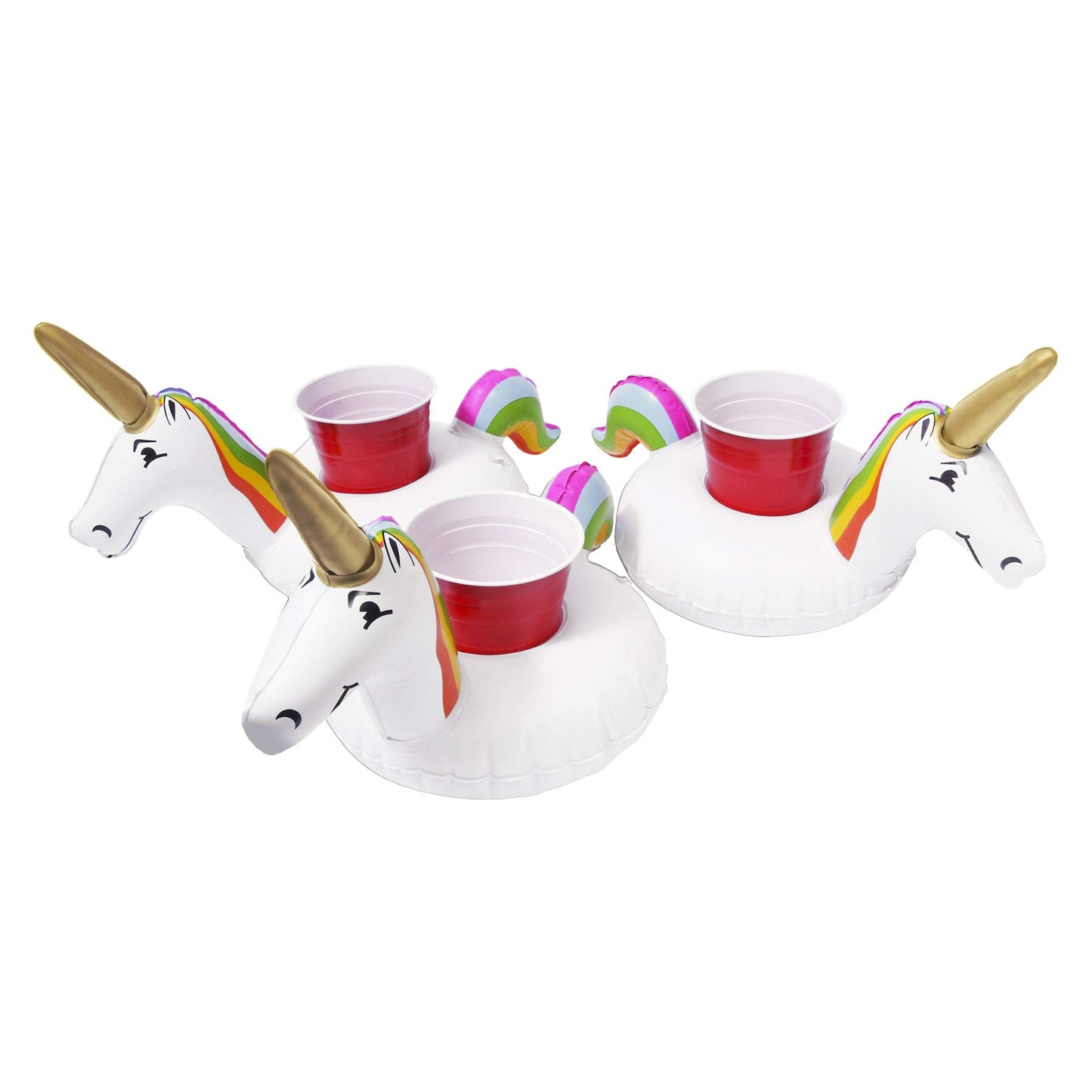 Gofloats Inflatable Pool And Hot Tub Drink Holders (3 Pack) (Choose - Unicorn, Flamingo, Palm Tree And More)