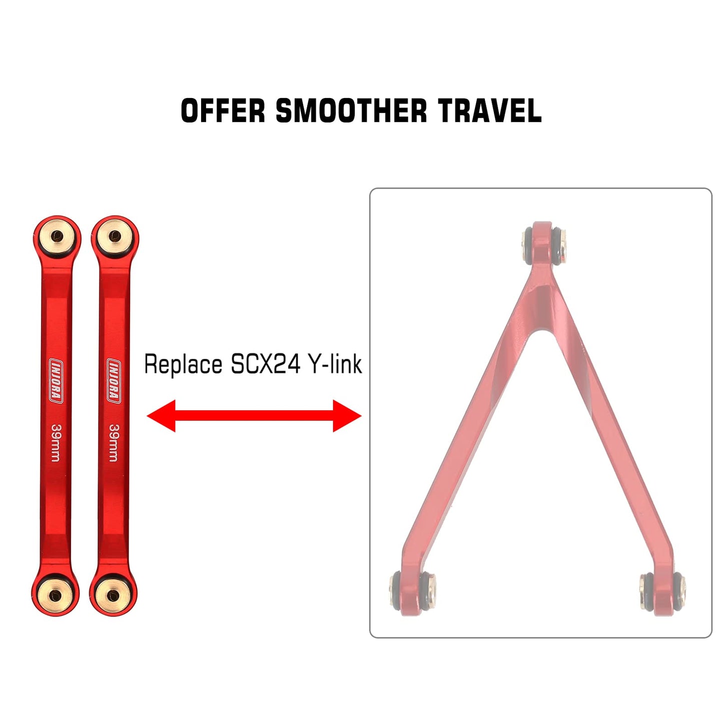 INJORA High Clearance Front 4 Links Set for SCX24 JLU AXI00002 C10 AXI00001 Bronco Axial 1/24 RC Crawler Car, 8PCS(Red)