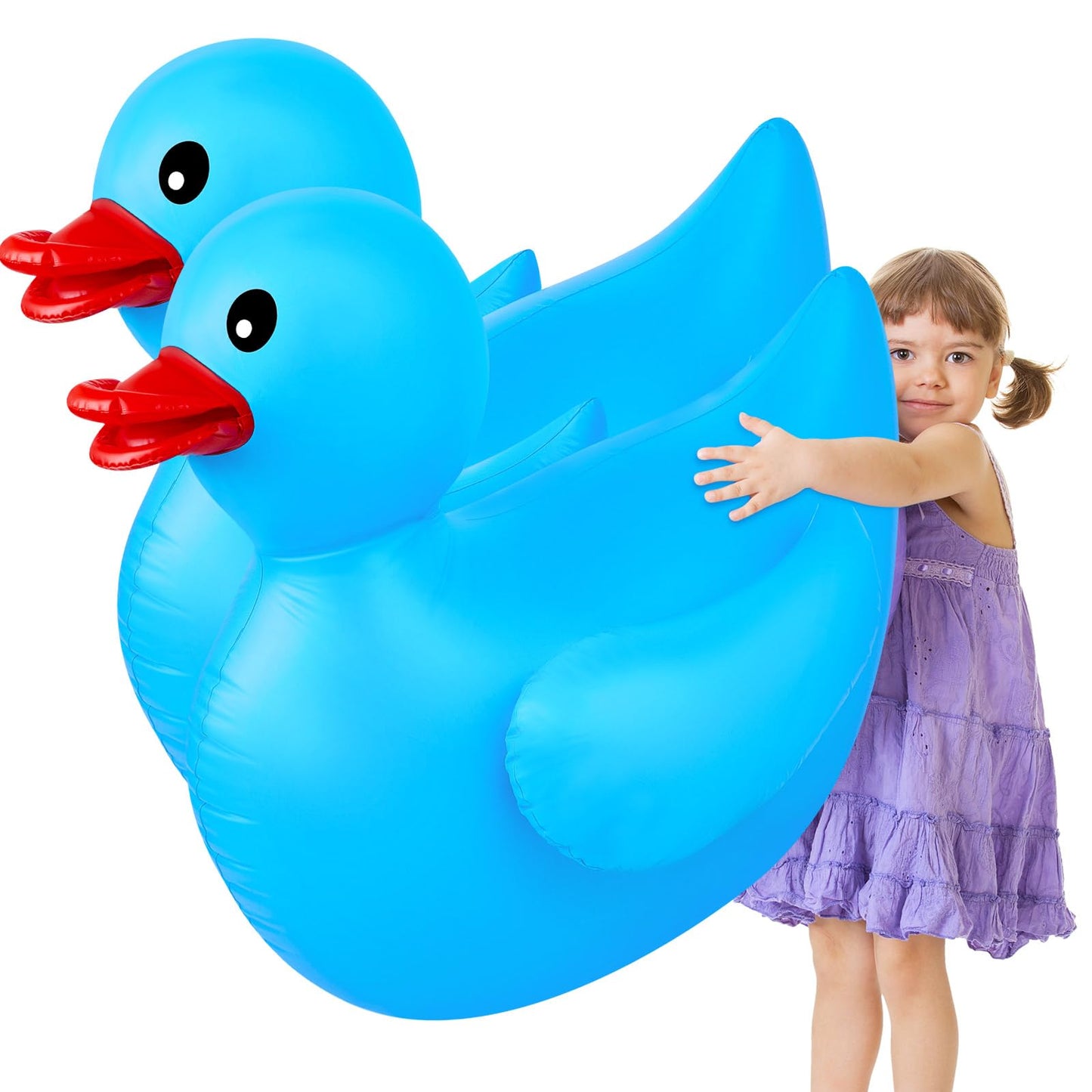 Hungdao 2 Pack 4 Feet Giant Inflatable Duck Huge Rubber Duck Large Blow Up Duck Inflatable Duck Pool Float For Kids Summer Beach Swimming Pool Party Decoration, 48 X 42 X 44 Inch (Yellow)