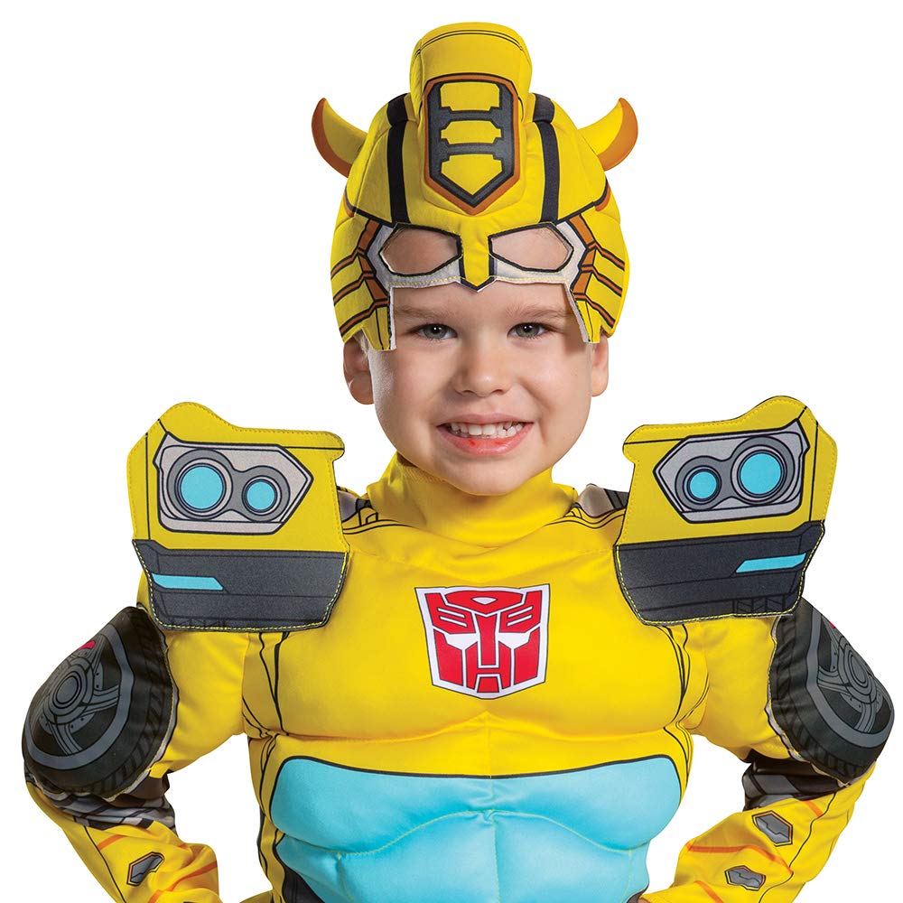 Disguise Bumblebee Costume, Toddlers Muscle Transformer Costumes For Boys, Padded Character Jumpsuit, Toddler Size Medium (3T-4T) Yellow (104909M)