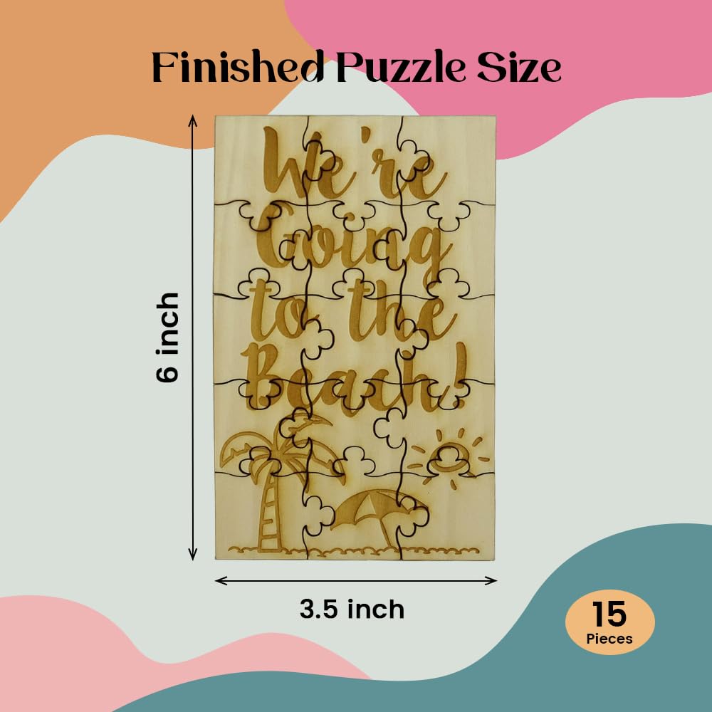 We'Re Going To The Beach - 15 Piece Wood Jigsaw Puzzle, 6' X 3.5' Surprise Vacation Announcement Reveal