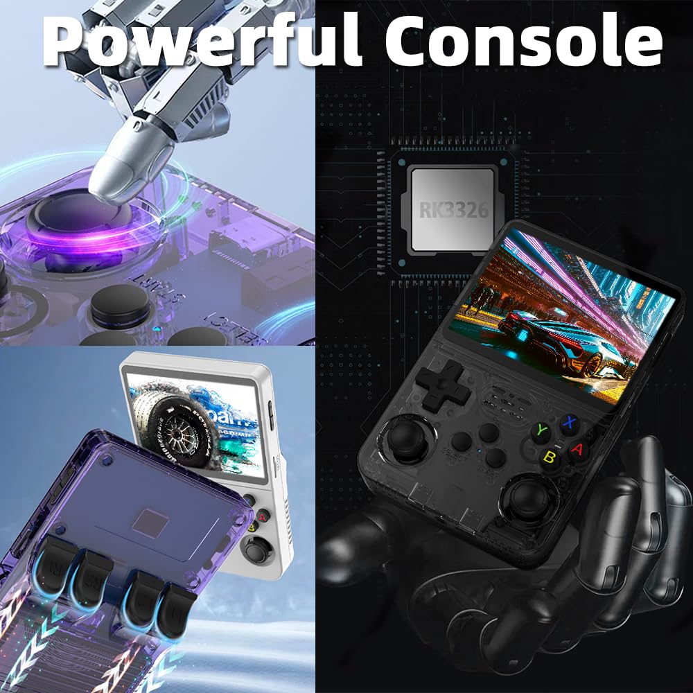 Fingerevo R36S Handheld Game Console 3.5-In 640 * 480 Ips Oca Screen 3200Mah Opensource System Black Transparent