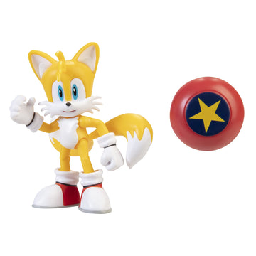 Sonic The Hedgehog 4-Inch Action Figure - Modern Tails with Star Spring, Plastic Collectible Toy, Model 407024