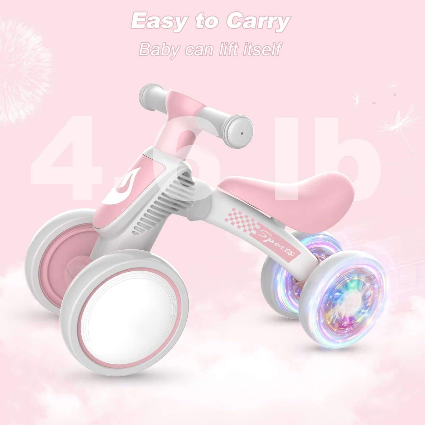 Colorful Lighting Baby Balance Bike Toys For 1 Year Old Girl Gifts, 10-36 Month Toddler Balance Bike, No Pedal 4 Silence Wheels