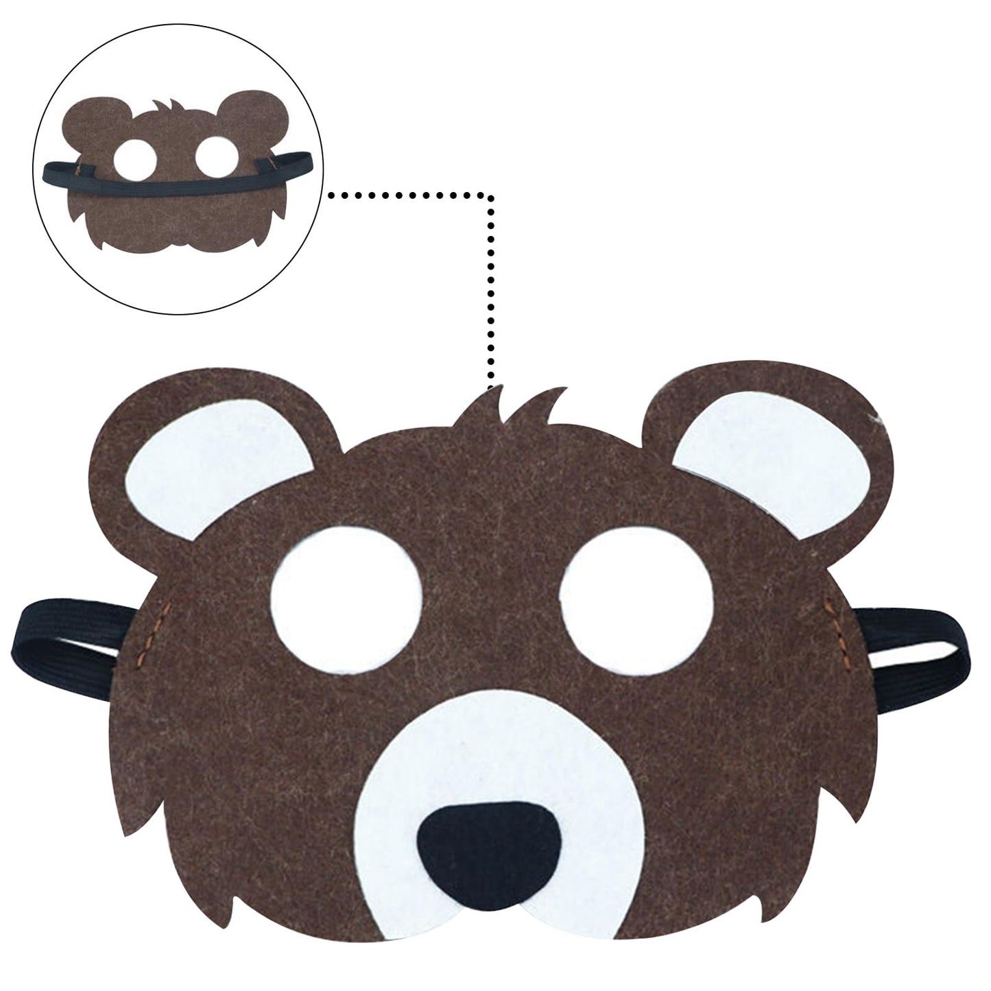 Jtnohx Felt Animal Masks, 10 Pcs Halloween Mask, Animal Costume For Birthday Party Supplies (Bear Mask)