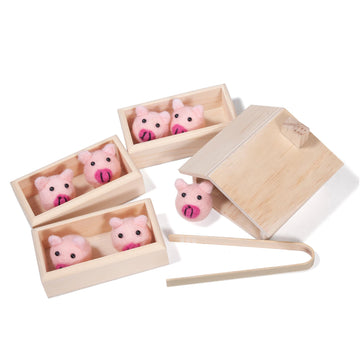 Mont Pleasant Sorting Stacking Wooden Toys For Toddlers, Montessori Pig Toy Toddler Sensory Bin Tool Toys, Wood Farm Toy House F