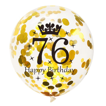 SHUNTAI 76th Birthday Balloons, Black and Gold Latex Confetti, 12 inch, 15 Pack, Model SHUNTAI-001, 76 Year Old Theme Party Supplies