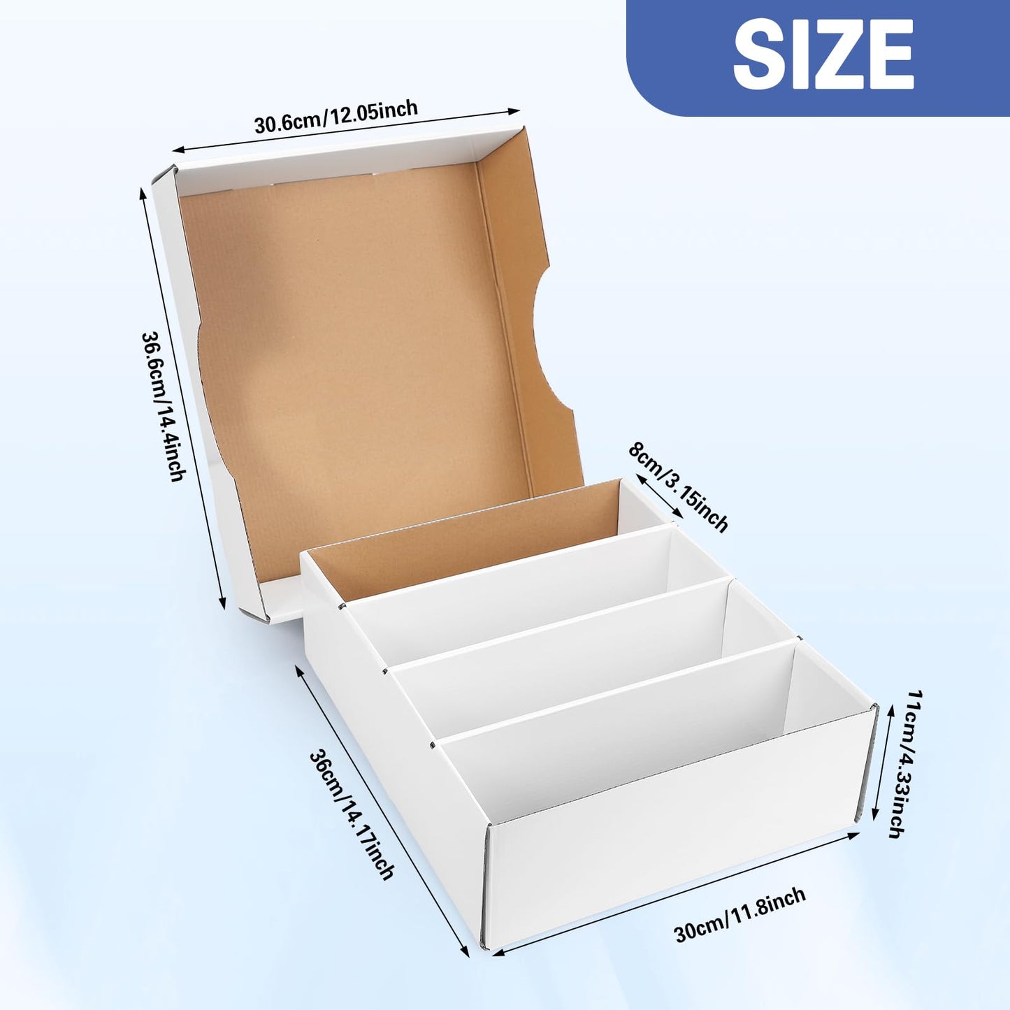 Trading Card Storage Box 4 Row Cardboard Card Storage Boxes Organizer 3000 Cards Count For Tcg, Mtg, Sports, Collection Cards