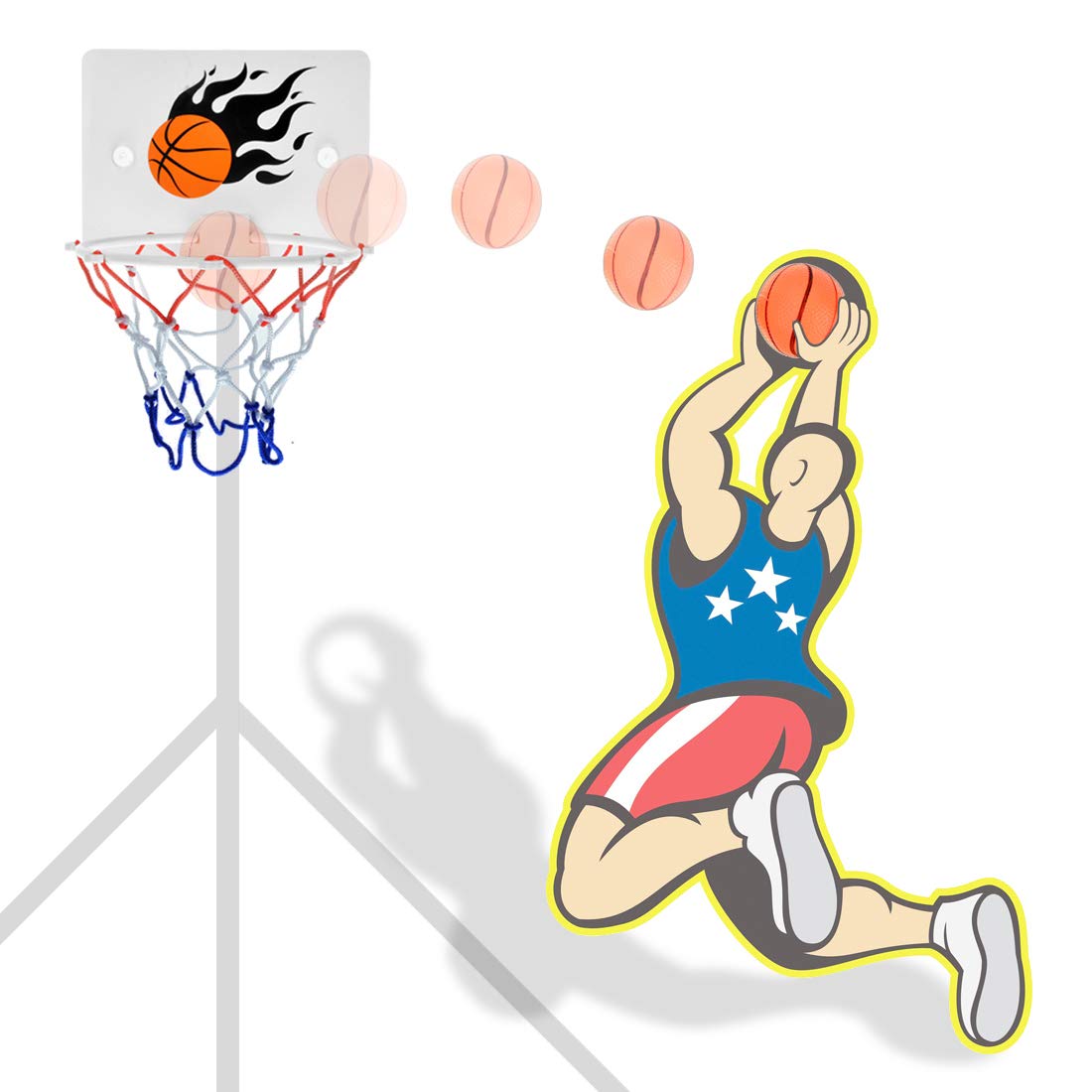 Seisso Mini Basketball Hoop And Balls - Bedroom Bathroom Toilet Office Desktop Mini Basketball Decompress Game Education Pet Pla