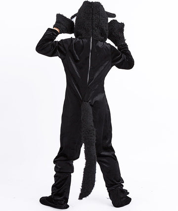 Jsiicennf Black Cat Animal Costume Girls, Kids Black Cat Halloween Cosplay Dress Up Jumpsuit Costume For Girls Boys (X-Large)