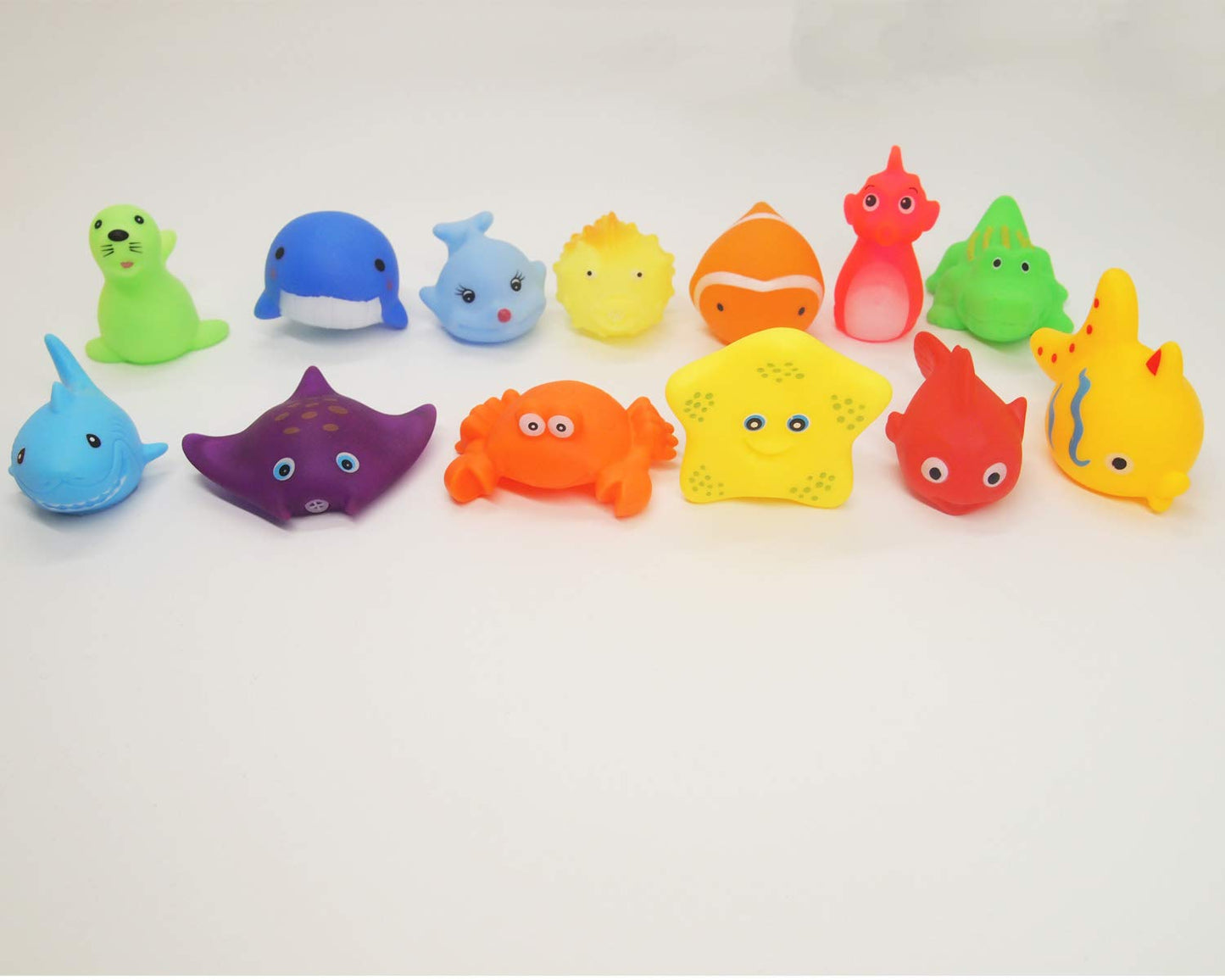 Umbworld Preschool Bath Toys Rubber Floating Squeaky Baby Wash Shower Toy For Toddlers Kids Party Decoration15 Pcs (Sea Animal)