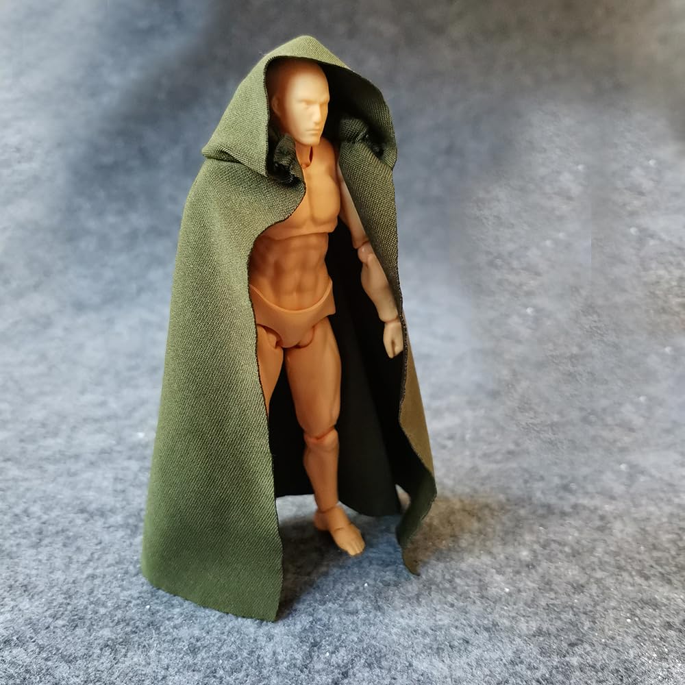 Ssbeauty M 1:12 Scale Fabric Cape Cloak With Hat For 6 Inch 1/12 Action Figure Clothes (Green Cloak)