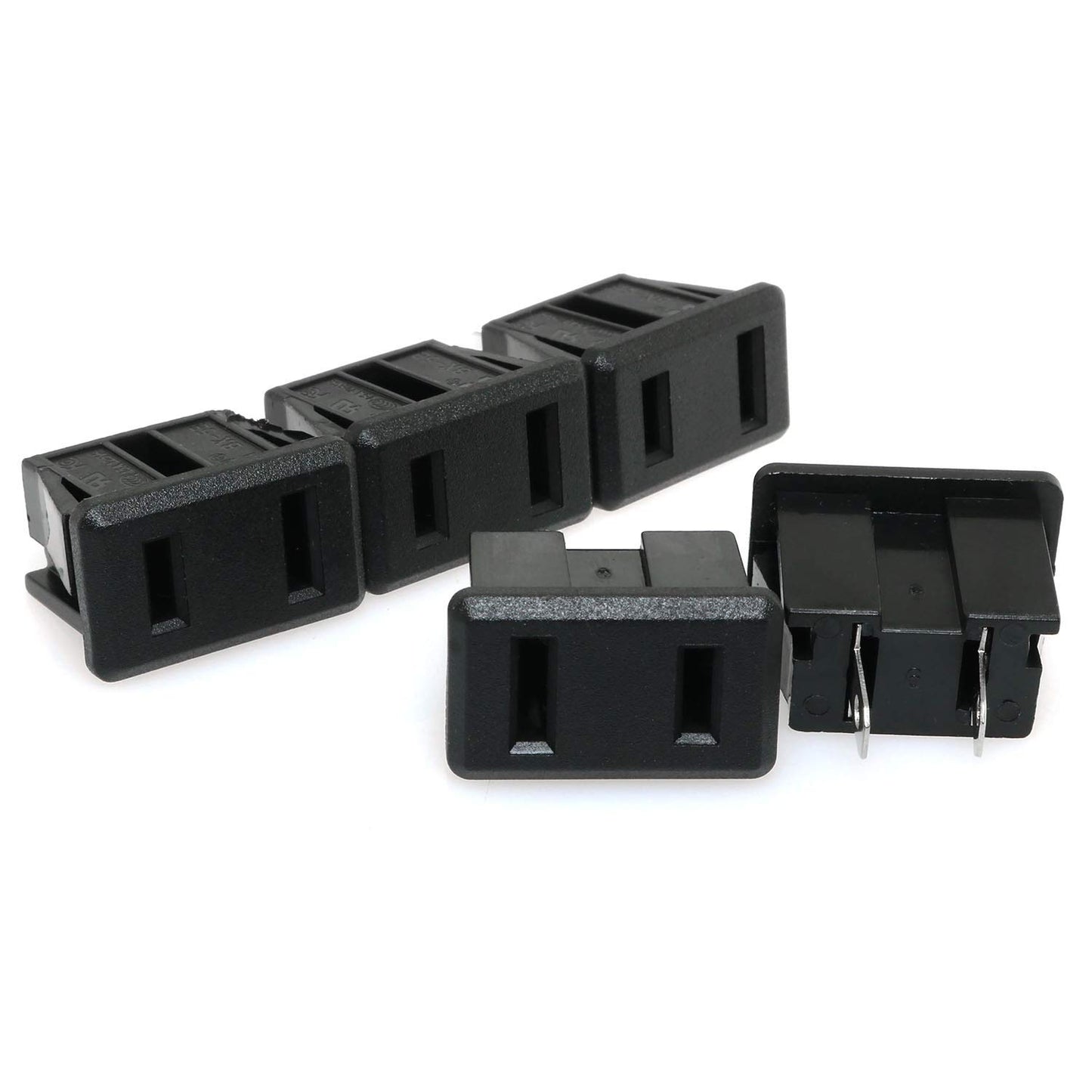 E-Outstanding Us Socket 5Pcs 2 Pins 15A/125V Ac Panel Mount Power Outlet Industrial Plug Power Receptacle Black
