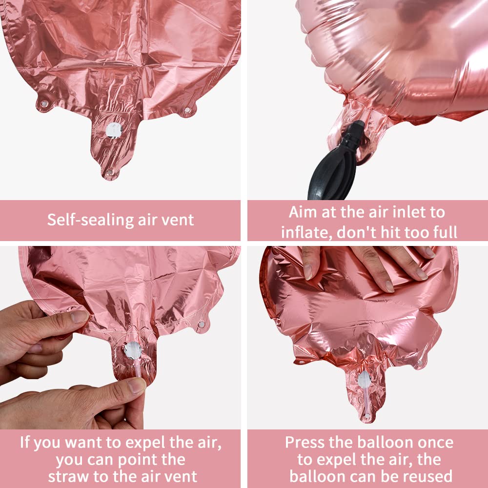 Toniful 65 Pcs 16 Inch Rose Gold Happy Birthday Balloons And 2 Sets A-Z Foil Letters Balloons Diy Personalized Phrase Banner For