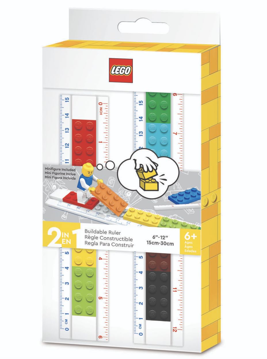 Lego Stationery Buildable Ruler With Minifigure (52558), Ages 6 And Up, 1 Ruler, Minifigure Colors May Vary