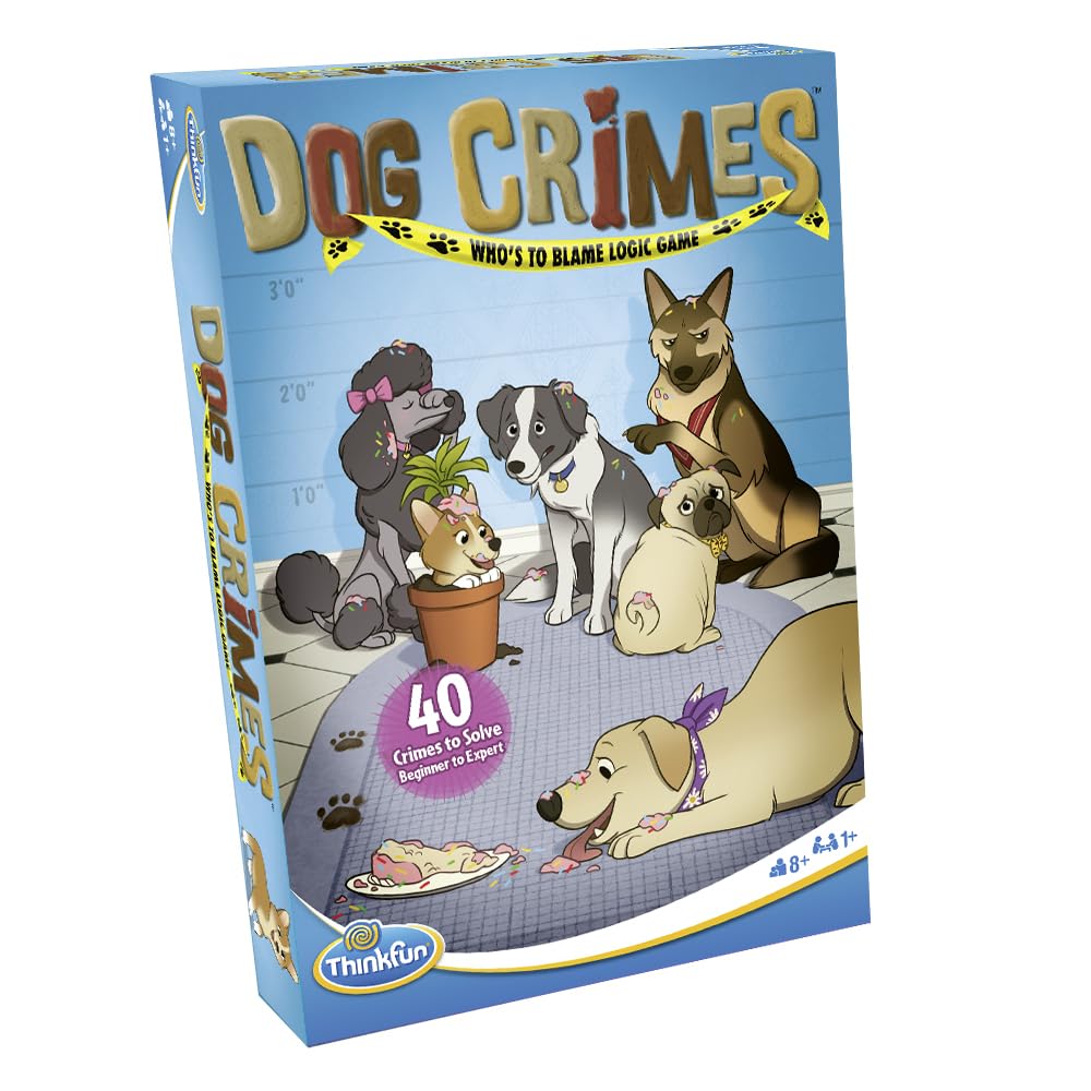 Thinkfun Dog Crimes Logic Game And Brainteaser For Boys And Girls Age 8 And Up - A Smart Game With A Fun Theme And Hilarious Art