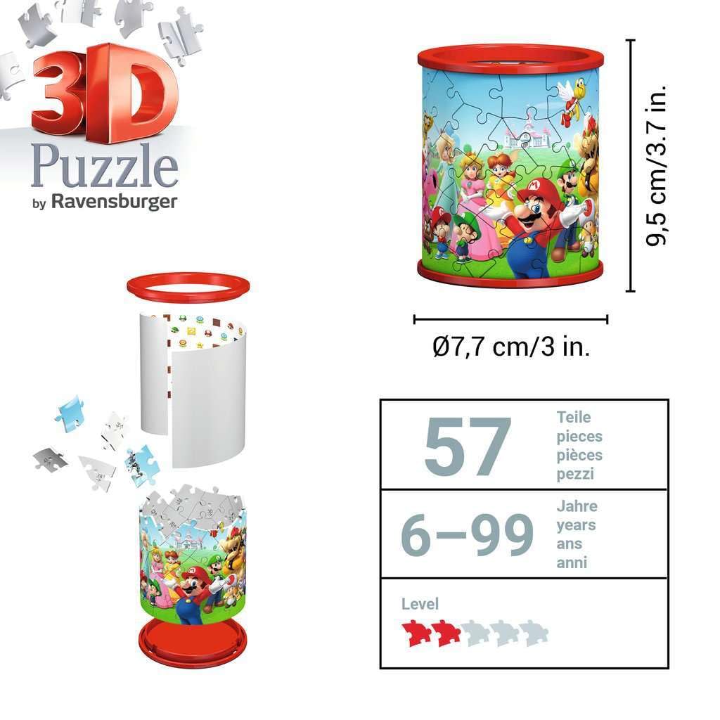 Ravensburger Super Mario Brothers Pencil Pot 3D Jigsaw Puzzles For Kids Age 6 Years Up - 54 Pieces - No Glue Required