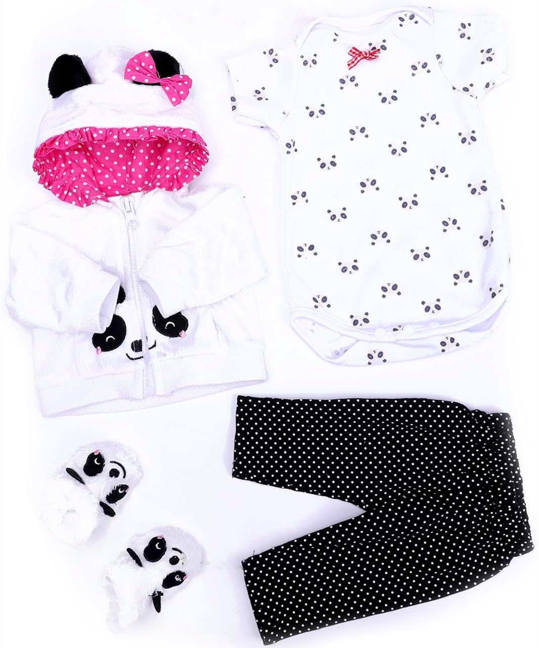 scnbom Reborn Baby Dolls Girl Clothes for 17-22inch Outfits Accesories (Panda 4pcs Set)