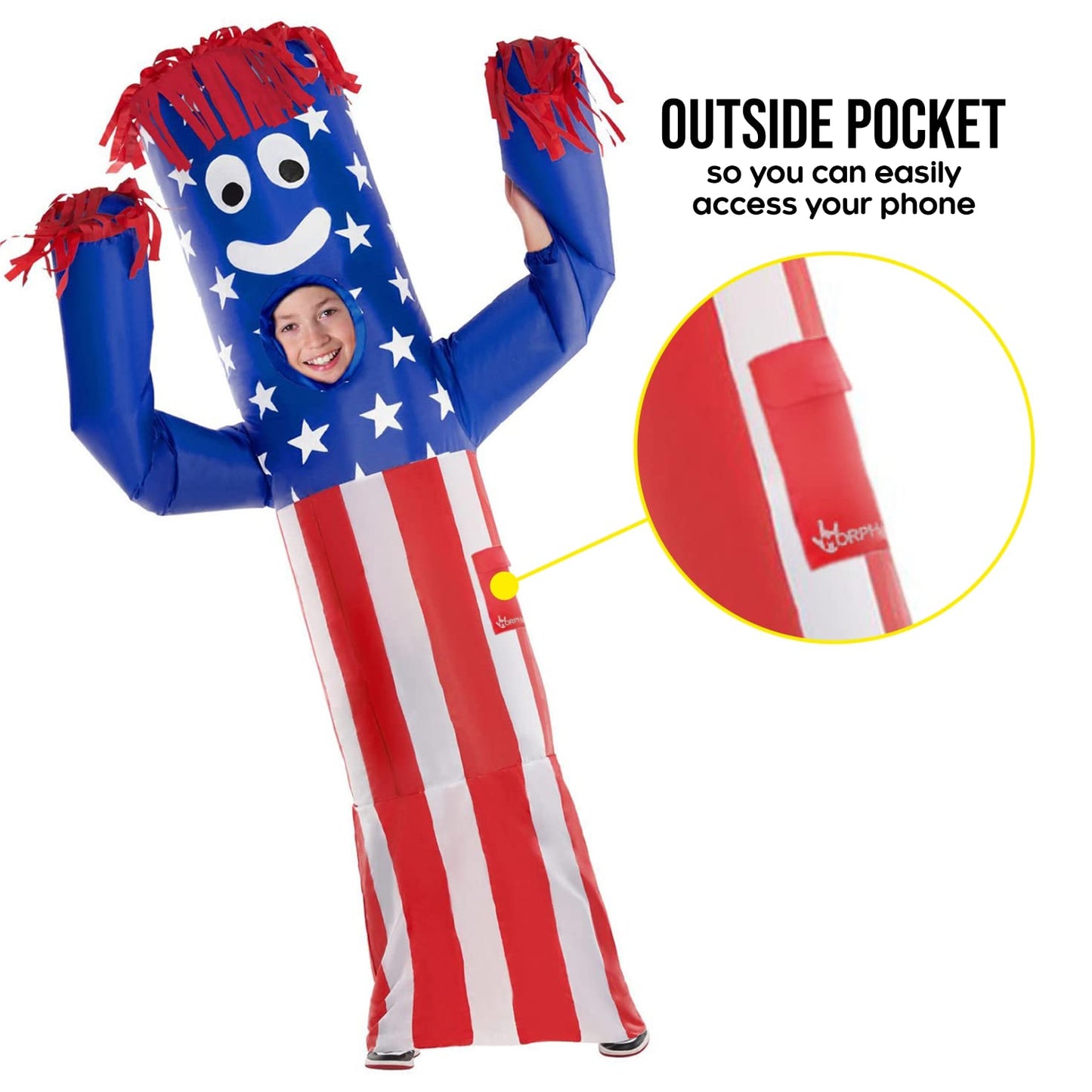 Morph Wacky Inflatable Costume - Wavy Arm Guy Kids Air Dancer Tube Costume
