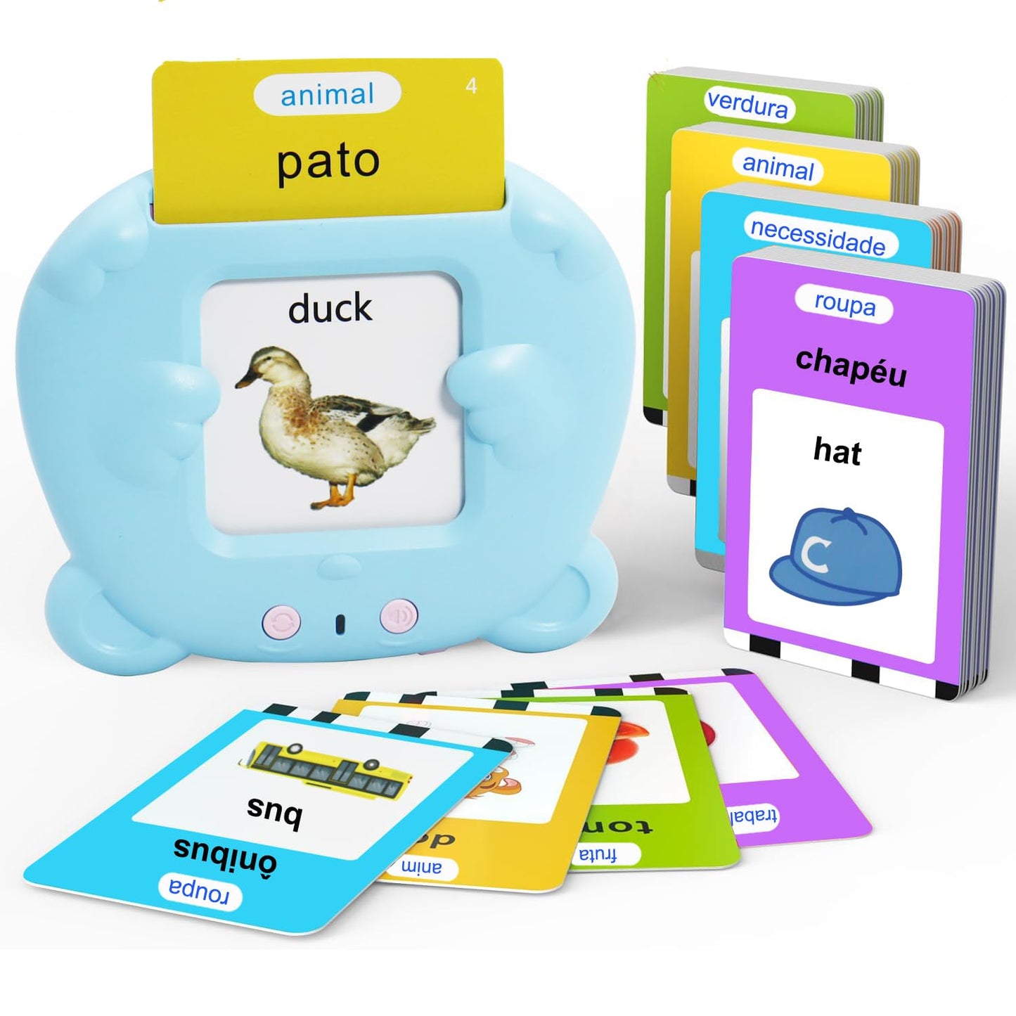 Mayaphilos 224 Words Portuguese And English Talking Flash Cards For Toddlers, Autism Sensory Toys, Portuguese Language Learning