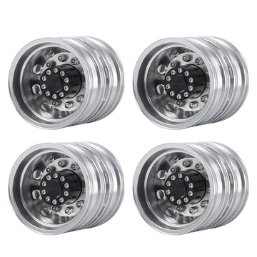 QUE-T 4pcs Aluminum Rear Wheel Hubs Rims for 1/14 Tamiya Tractor Climbing Trailer RC Car Upgrade Parts