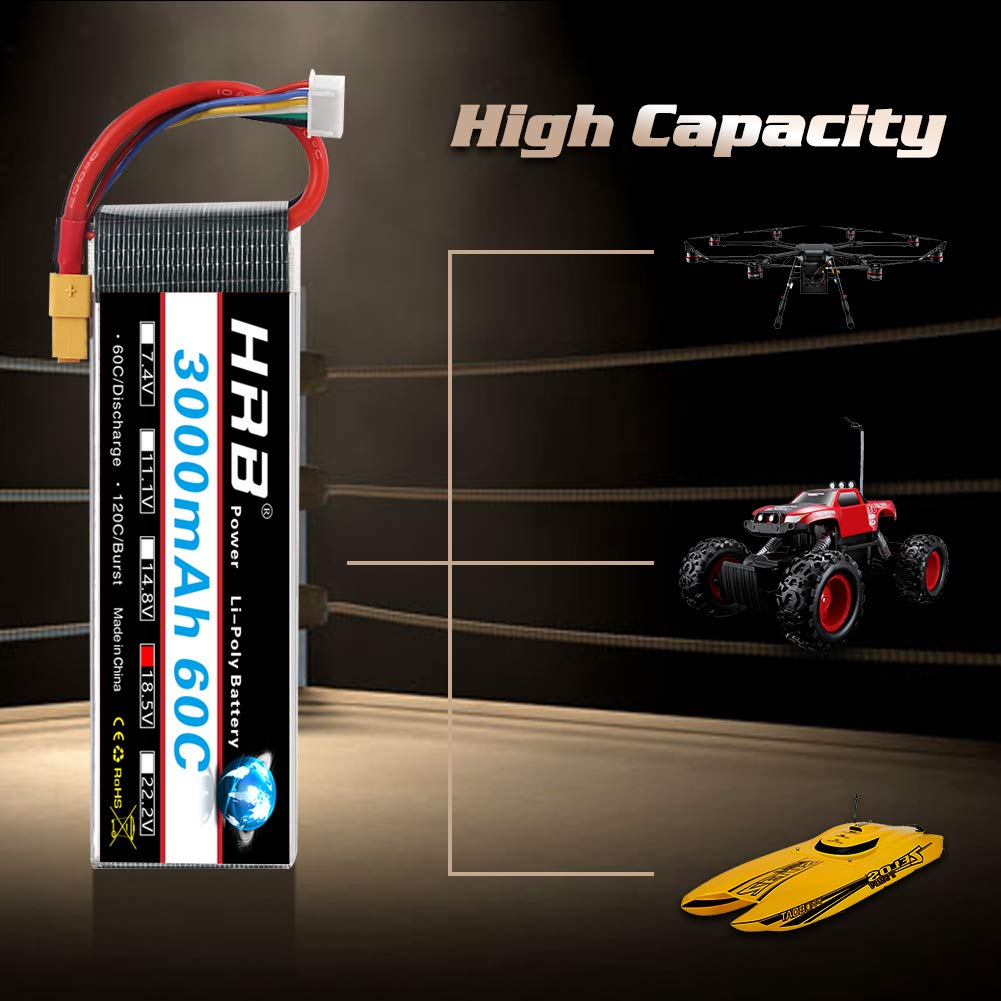 HRB 5S Lipo Battery XT60 3000mAh 18.5V 60C RC Lipo Battery Compatible with RC Car RC Plane RC Truck RC Boat