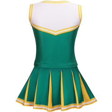 Grajtcin Girls Cheerleader Costume Kids Cheer Uniform Cheerleading Outfit Halloween Fancy Dress For 10-12 Years Hair Bow(150, Gr