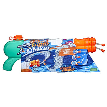Nerf Super Soaker Hydro Frenzy Water Blaster, Wild 3-In-1 Soaking Fun, Adjustable Nozzle, 2 Water-Launching Tubes, For Kids Teens Adults
