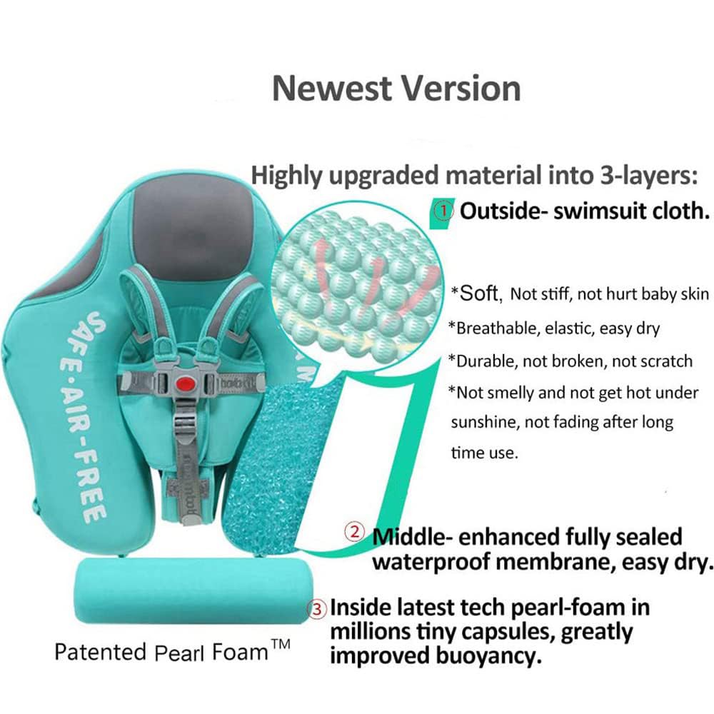 Mambobaby Non Inflatable Newest Size Improved Add Tail Avoid Flip Over Baby Pool Float With Canopy Infant Solid Swimming Float Swim Trainer