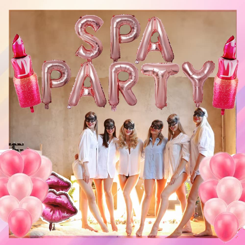 32 Pcs Spa Party Decorations Balloons Spa Theme Birthday Party Supplies Lipstick Cosmetics Balloons For Girls Spa Day Makeup Par