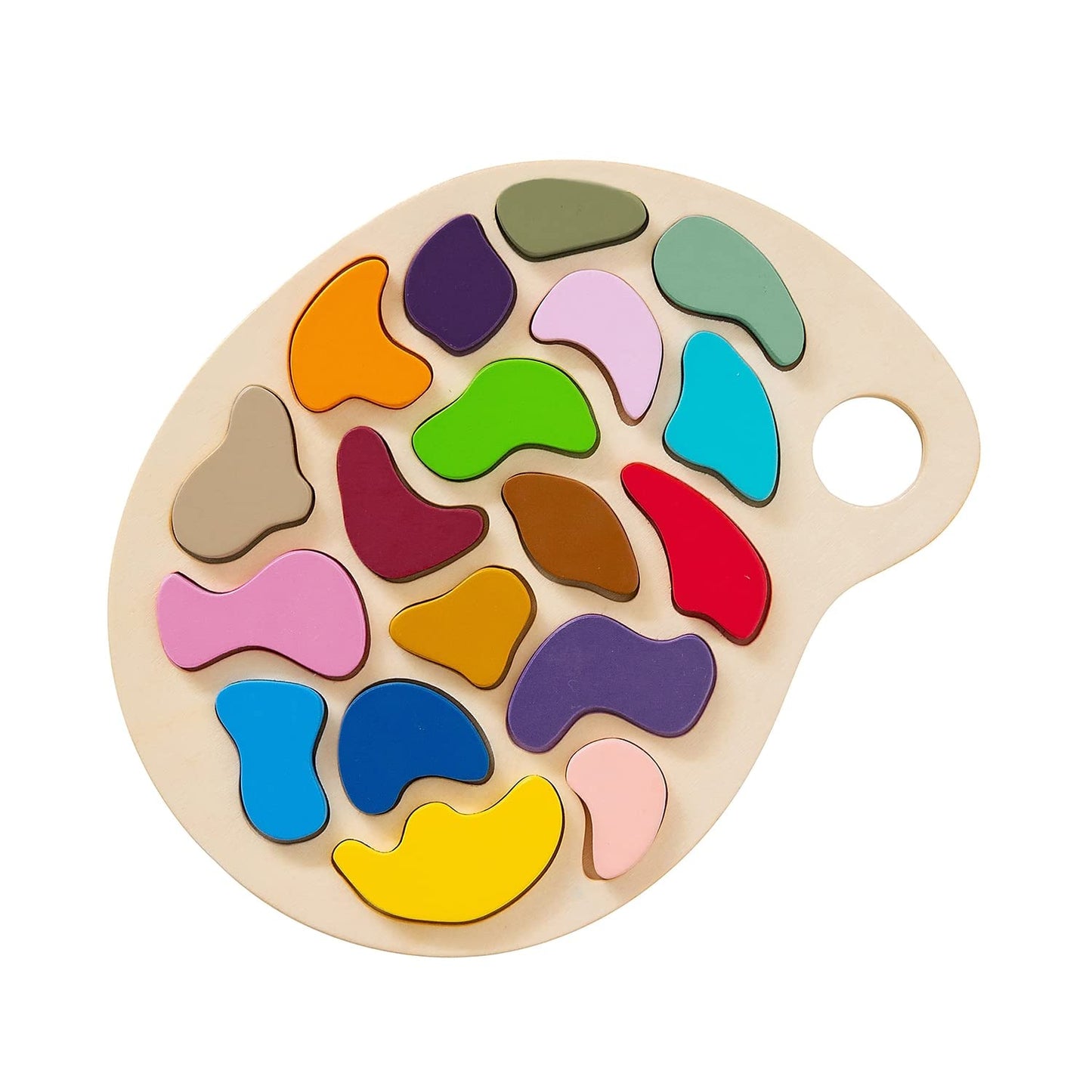 The Freckled Frog Artist Palette Puzzle - Wooden Puzzle For 3, 4 And 5 Year Olds - Practice Color And Shape Recognition - Presch