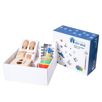 Adena Montessori Play Kit For 9-10 Months Baby,7 In 1 Learning Educational Toys For Toddler,Include Clear Tube With Stacking Rin