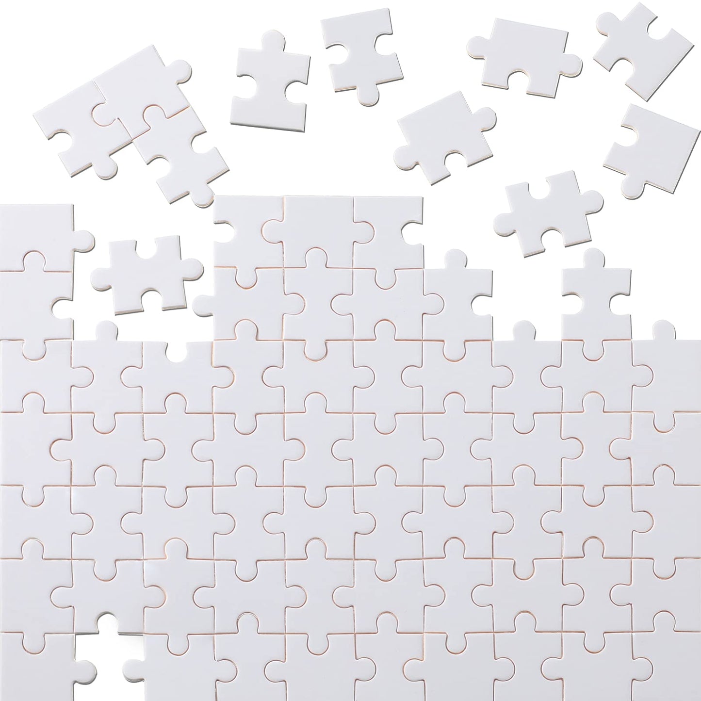 Christmas Blank Jigsaw Puzzle 70 Pieces 0.84 X 0.78 Inch White Blank Puzzle Rectangle Decorating Puzzle For Decorating Boys And Girls Art Activity, Wedding Birthday Party, 5.12 X 3.54 Inches