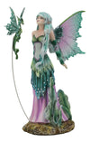 Ebros Amy Brown Discovery Enchanted Elf Fairy Fae Damsel With Green Pixie Dragon Statue 8' Tall Fantasy Mythical Faery Garden Magic Collectible Figurine Fairies Pixies Nymphs Decor